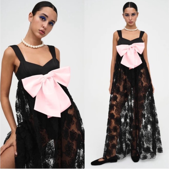 NWT For Love and Lemons Leah Sheer Lace Maxi Dress - Picture 4 of 9